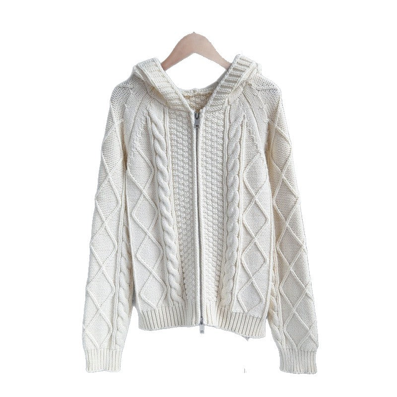 Hooded zipper loose sweater